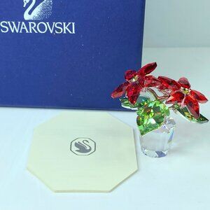 Swarovski Poinsettia Figurine Christmas Red Flower Medium MIB S242